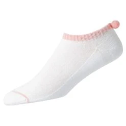 FootJoy Ladies Prodry LW PomPom Socks White - Pink