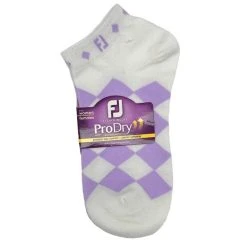FootJoy Ladies ProDry LW Fashion Socks White Lavender Diamond