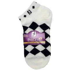FootJoy Ladies ProDry LW Fashion Socks White Black Diamond