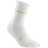 CEP Neon Mid Cut Compression Socks (White/Neon Yellow)