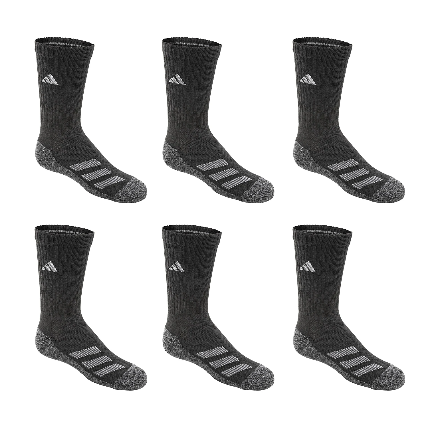 Adidas Boys' Cushioned Angle Stripe Crew Socks - 6-Pack