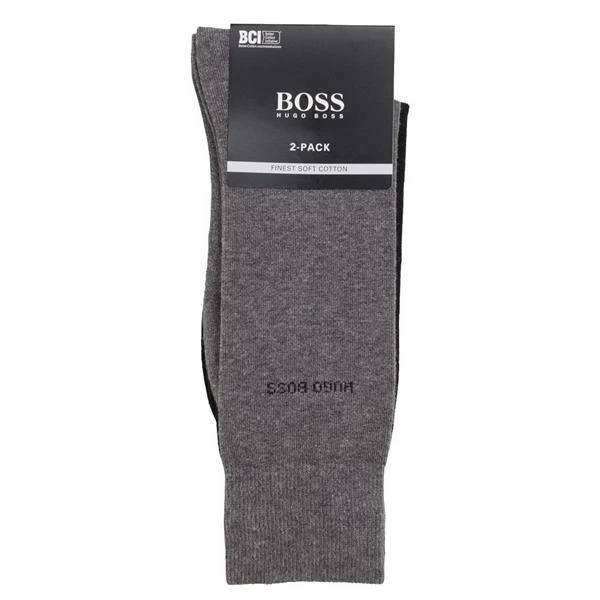 Boss Gents Socks Uni Colours 2 Pack 43-46 Medium Grey 031 - Image 3