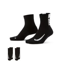 Nike Unisex Multiplier Running Ankle Socks (2 Pair) (010 - Black/White)