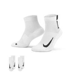 Nike Unisex Multiplier Running Ankle Socks (2 Pair) (100 - White/Black)