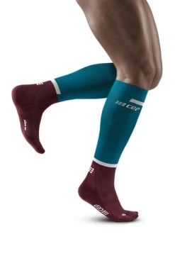 CEP Men's Run Tall 4.0 Compression Socks (Petrol/Dark Red)