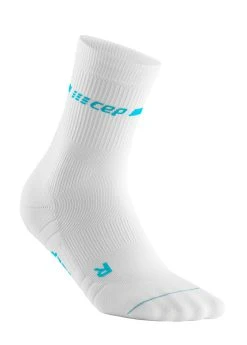 CEP Neon Mid Cut Compression Socks (White/Neon Blue)