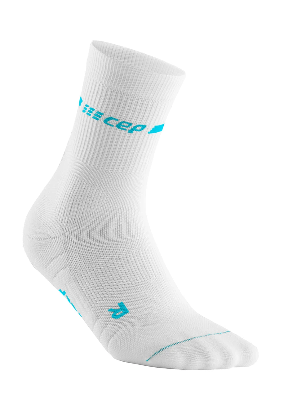 CEP Neon Mid Cut Compression Socks (White/Neon Blue)