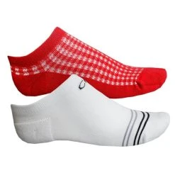 Ladies Tech Socks 2-Pairs White - Red