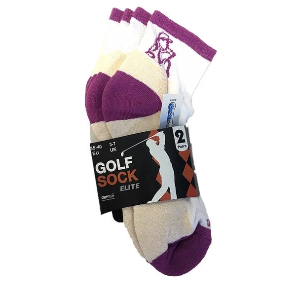 Ladies Elite Socks Laura 2-Pair Pack White Cerise - Image 2