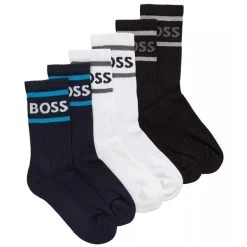 Boss Gents Rib Strip 3-Pack Socks Black - White - Blue