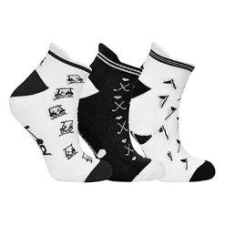 Ladies Golf Socks 3-Pack Black White