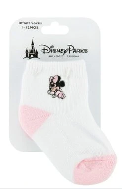 Disney Infant Socks - Minnie Mouse - White And Pink - 2 Pack
