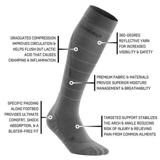 CEP Men's Reflective Compression Tall Socks (Grey) - Image 5