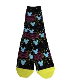 Disney Socks For Adults - Blue Mickey Mouse Icons - Black