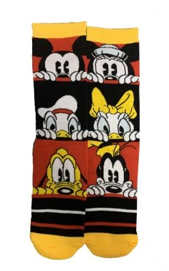 Disney Socks For Adults - Mickey Mouse And Friends - Red Black & Yellow